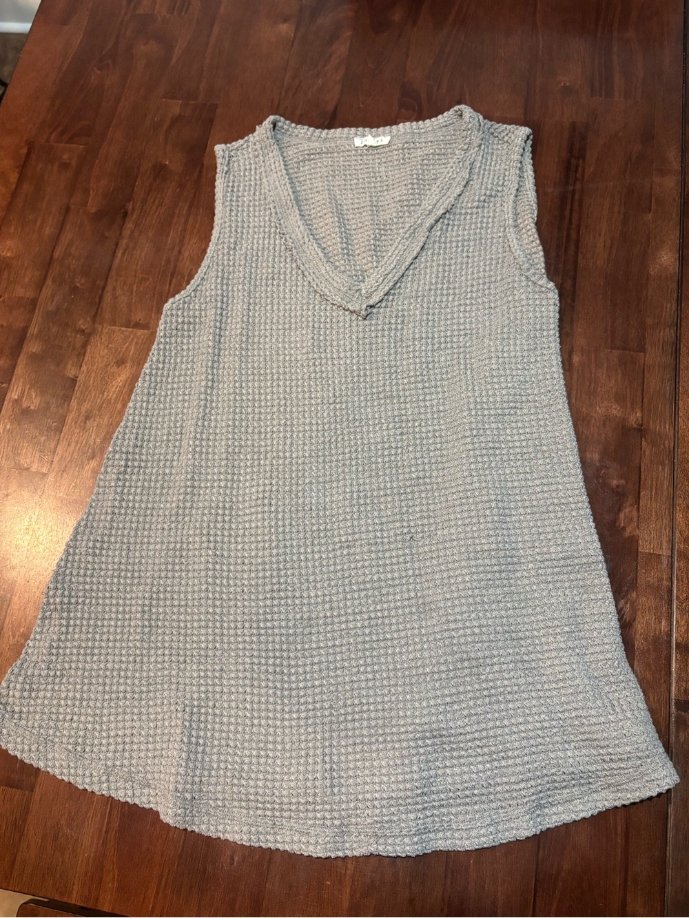 JODIFL Light Gray Knit Sleeveless V-Neck Tunic Top